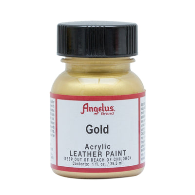 Angelus Metallic Acrylic Leather Paint - Gold- 1fl oz / 30ml - Custom Sneakers